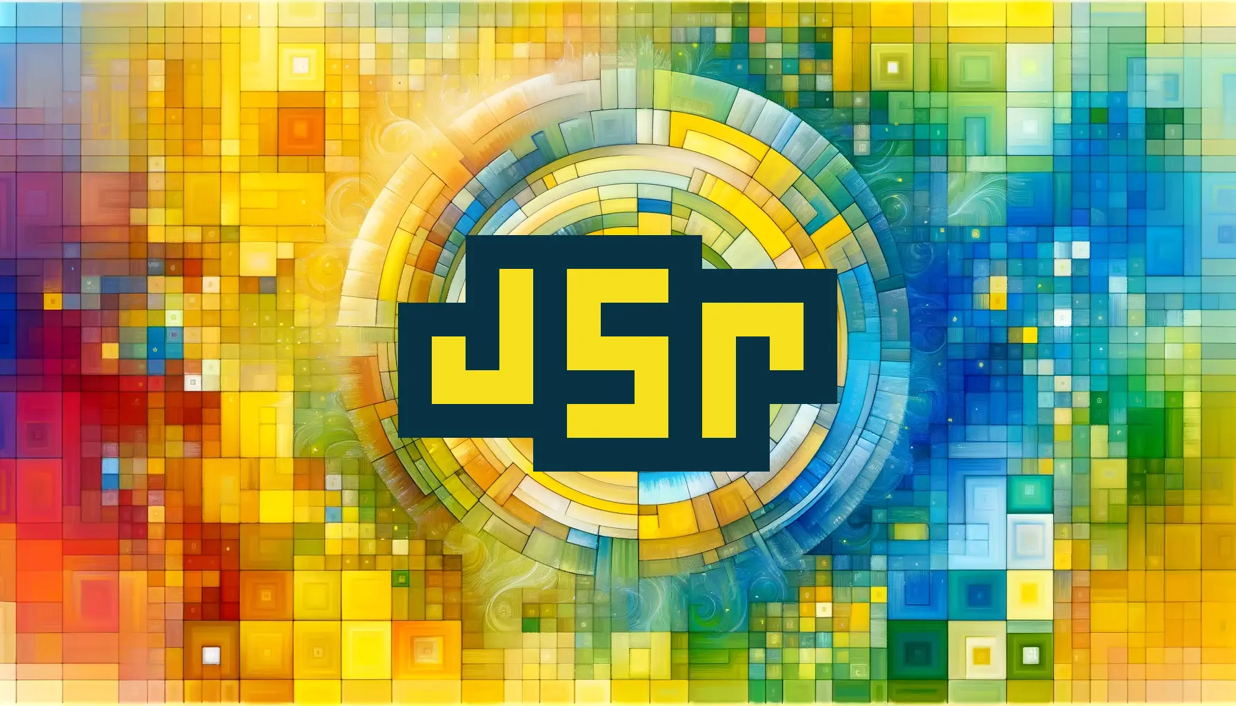 The JSR logo on an abstract square background